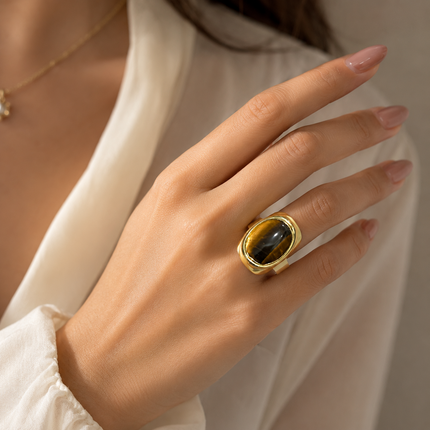 Tiger's Eye Statement Ring WearZing - Crystal Jewelry Store in India