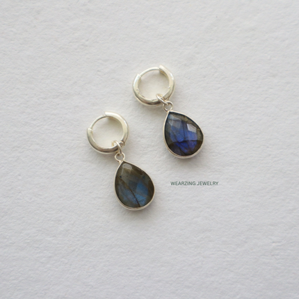 Labradorite Silver Huggies WearZing - Crystal Jewelry Store in India