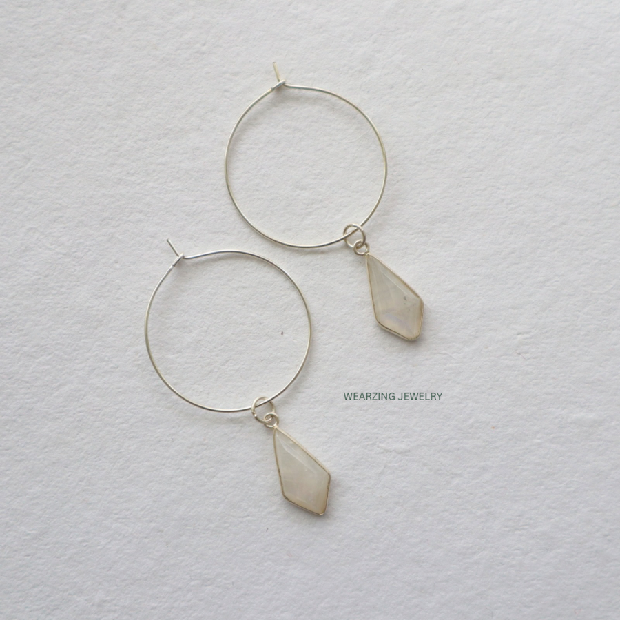 Moonstone Silver Hoops WearZing - Crystal Jewelry Store in India