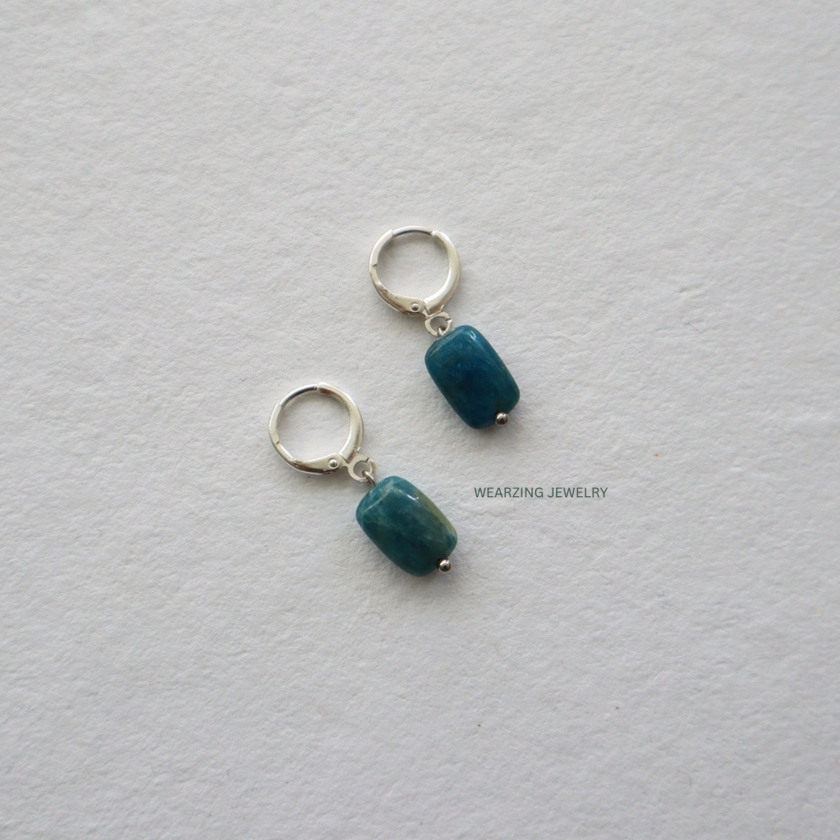 Apatite Silver Hoops WearZing - Crystal Jewelry Store in India