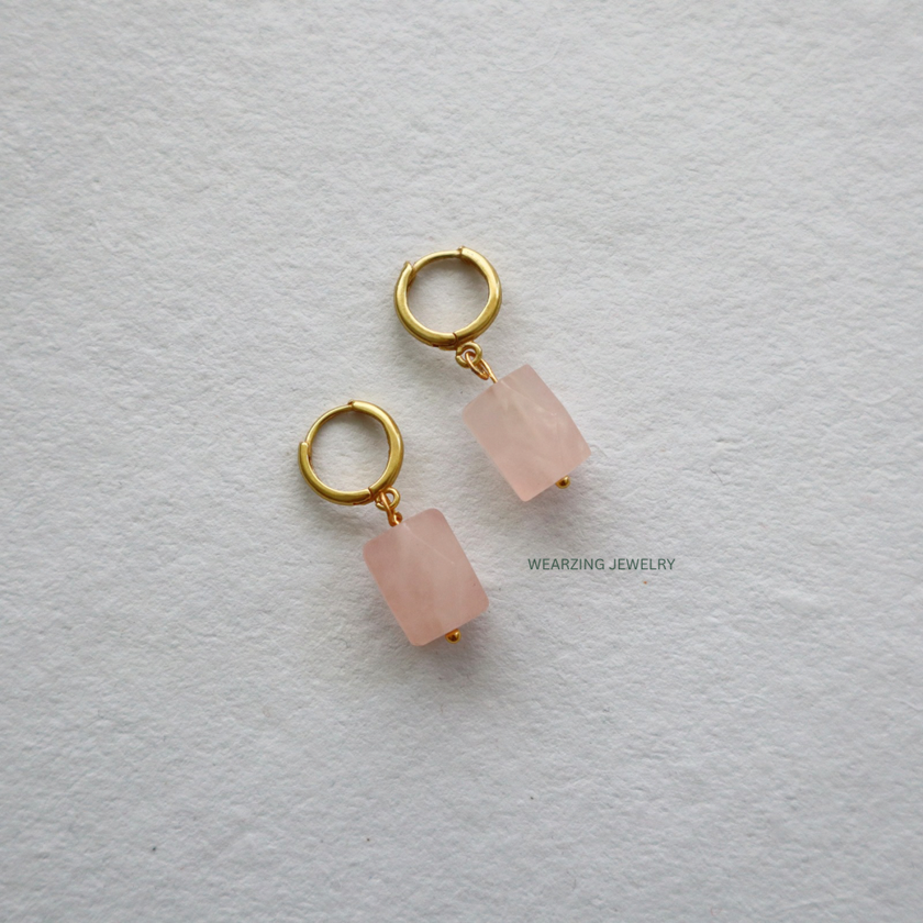Rose Quartz Tumble Huggies WearZing - Crystal Jewelry Store in India