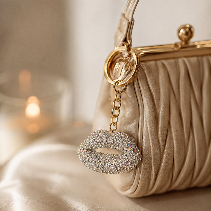 Luxe Silver Lip Blingy Bagcharm WearZing - Crystal Jewelry Store in India
