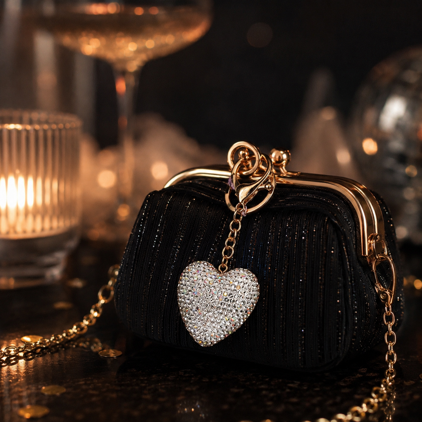 Luxe Heart Blingy Bagcharm WearZing - Crystal Jewelry Store in India