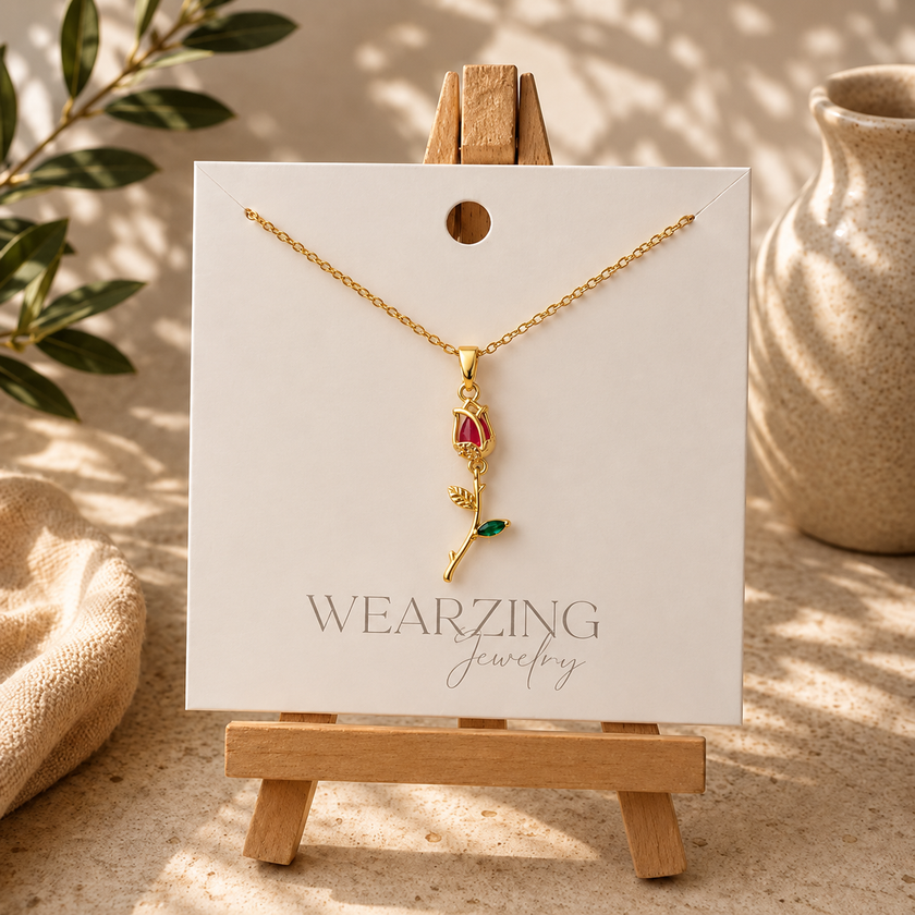 Rose Bud Crystal Necklace