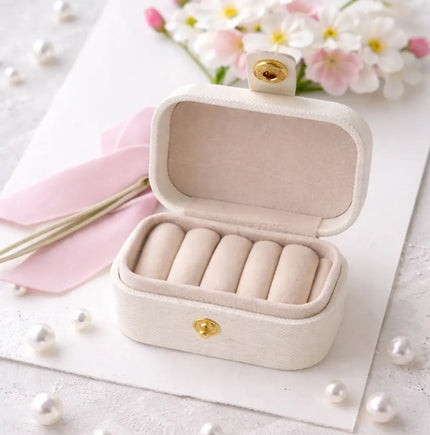 White Leather Mini Jewelry Case WearZing - Crystal Jewelry Store in India