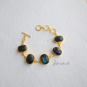 Labradorite Hexa Line Bracelet