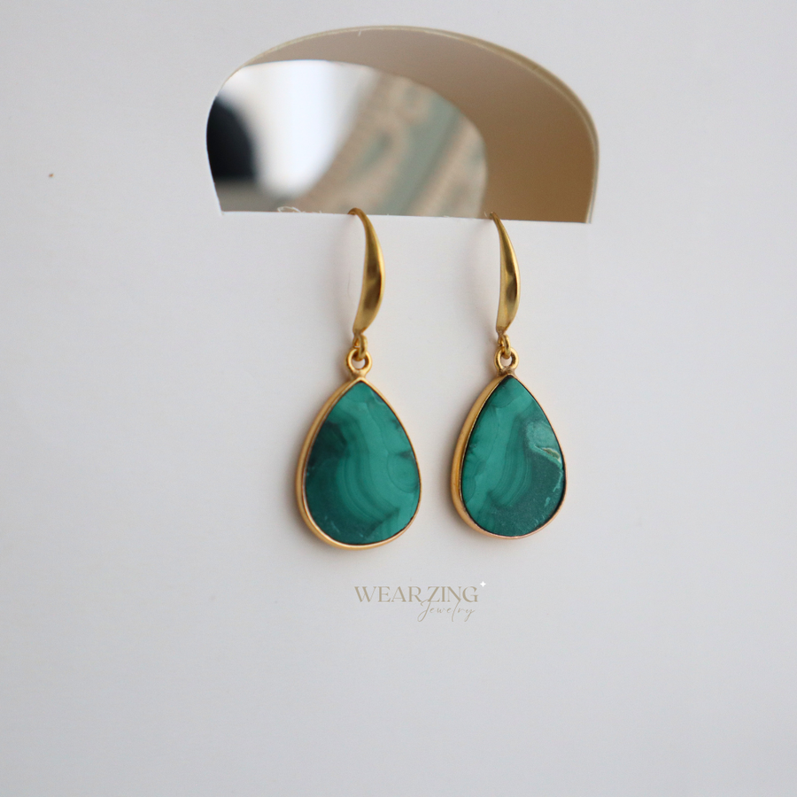 Malachite Drop Loop Earring
