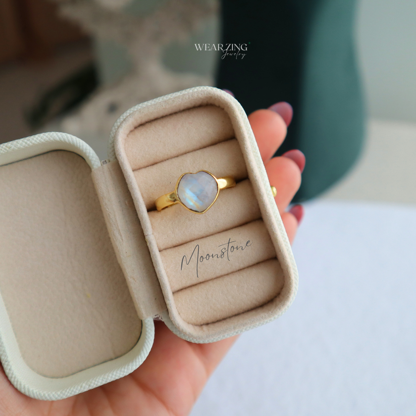Moonstone Heart Ring