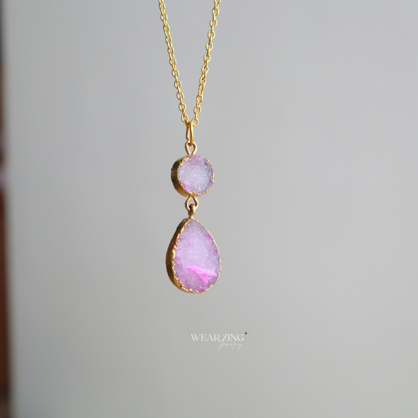 Pink Druzy Duo Pendant