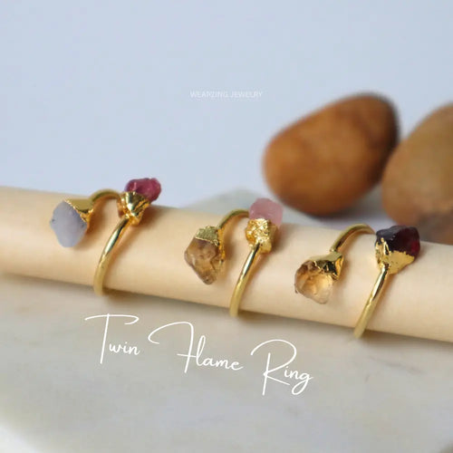 Twin Flame Crystal Ring WearZing - Crystal Jewelry Store in India