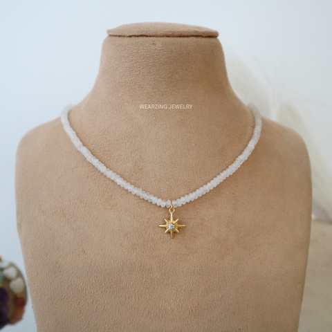 Moonstone Disc Bling Necklace
