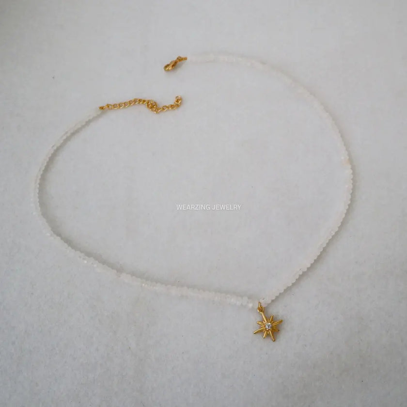 Moonstone Disc Bling Necklace WearZing - Crystal Jewelry Store in India