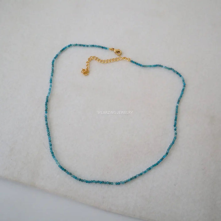 Apatite Dainty Bead Necklace WearZing - Crystal Jewelry Store in India