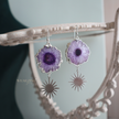 Purple Spark Silver Solar Earrings