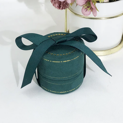 Premium Round Ring Box with Bow for Gifting