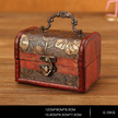 Antique Wooden Floral Trunk Jewelry Box