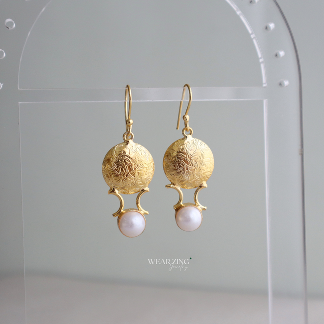 Textured Gold Drop Earrings