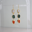 Trio Cascade Drops - Moonstone, Aventurine, Carnelian