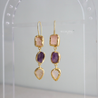 Trio Cascade Drops - Rose Quartz, Amethyst, Clear Quartz