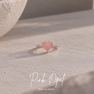 Pink Opal Amore Heart Ring WearZing - Crystal Jewelry Store in India