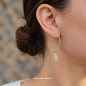 Moonstone Silver Hoops WearZing - Crystal Jewelry Store in India