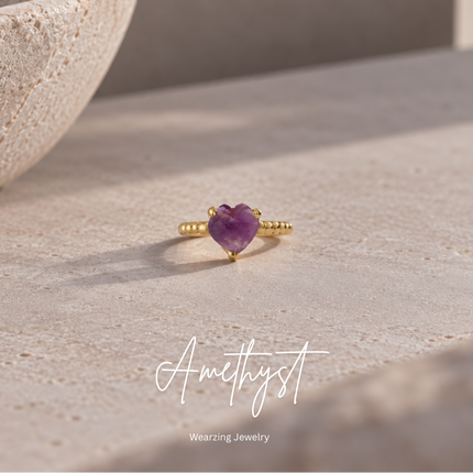 Amethyst Amore Heart Ring WearZing - Crystal Jewelry Store in India