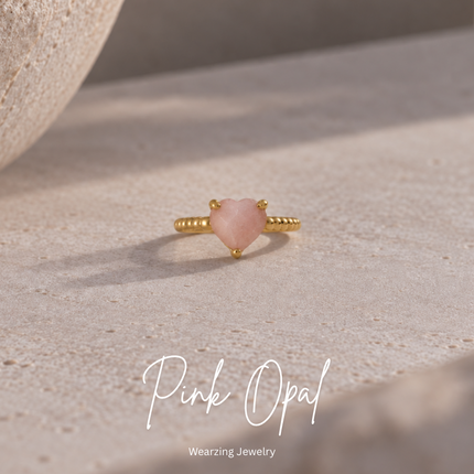 Pink Opal Amore Heart Ring WearZing - Crystal Jewelry Store in India