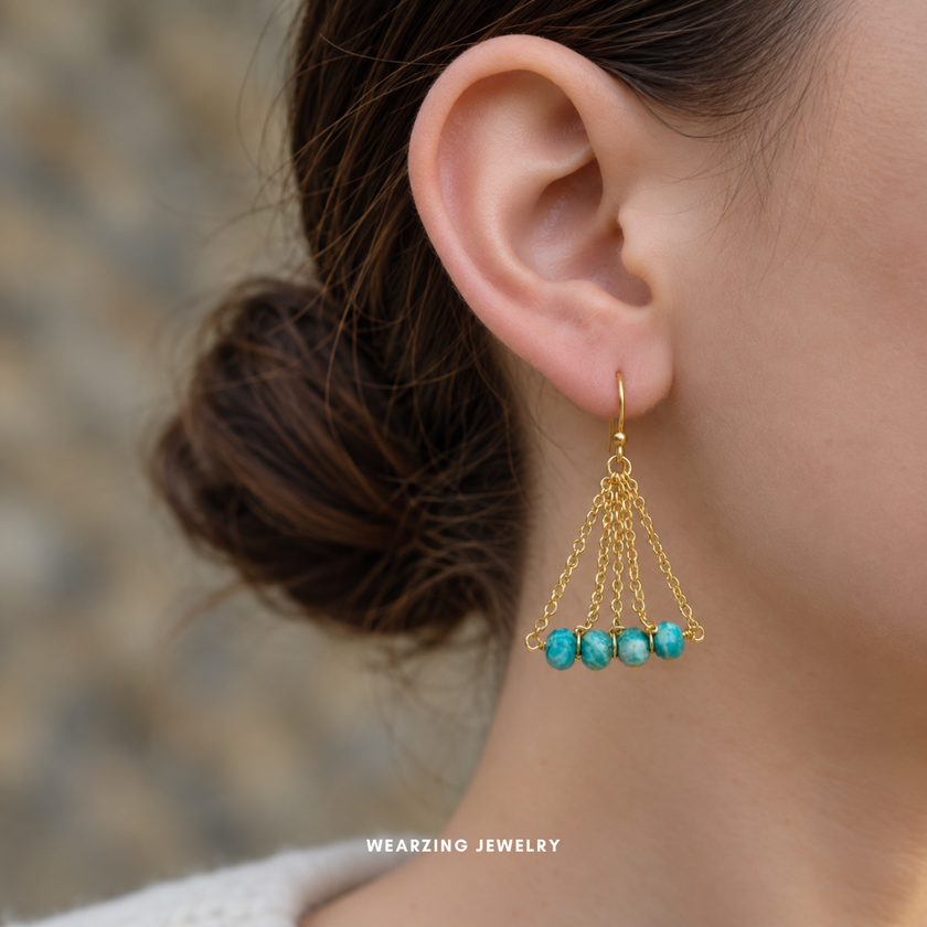 Amazonite Sway Earrings WearZing - Crystal Jewelry Store in India