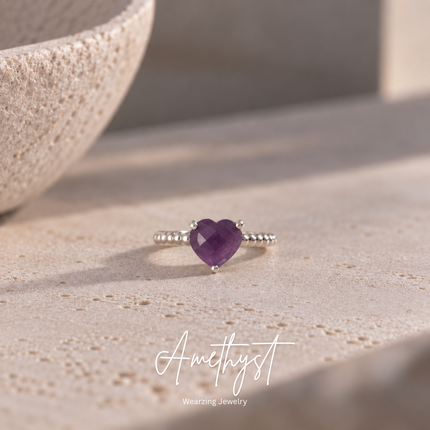 Amethyst Amore Heart Ring