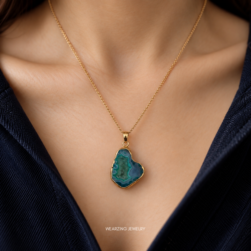 dark green Druzy Daz Pendants WearZing - Crystal Jewelry Store in India