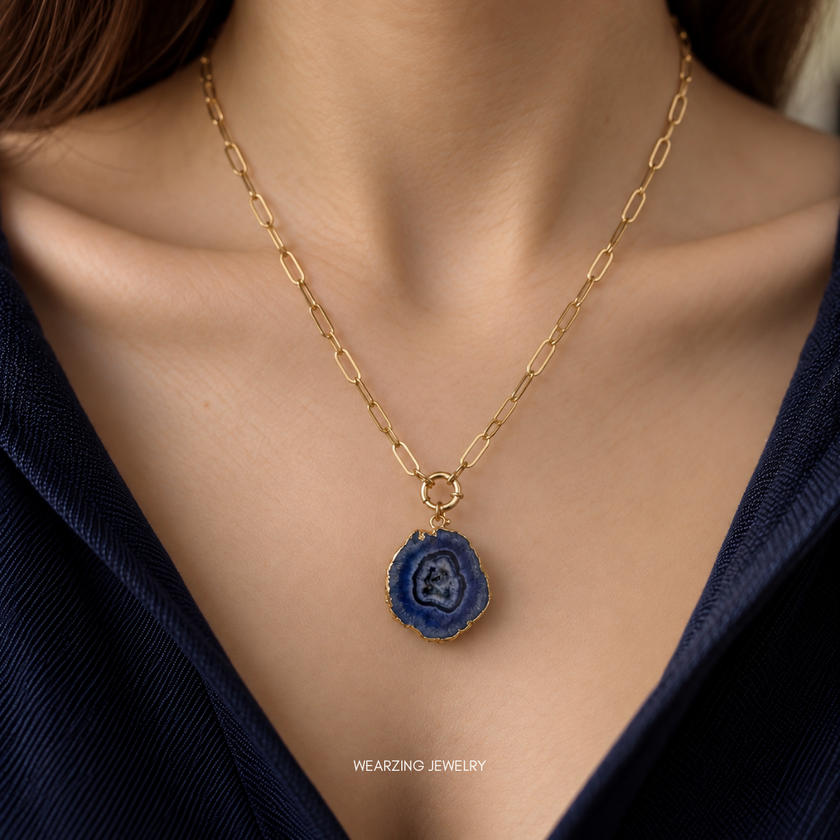 blue Statement Solar Pendant WearZing - Crystal Jewelry Store in India