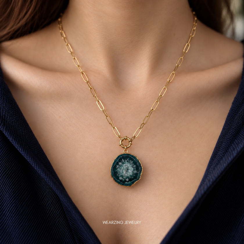 Green Statement Solar Pendant WearZing - Crystal Jewelry Store in India
