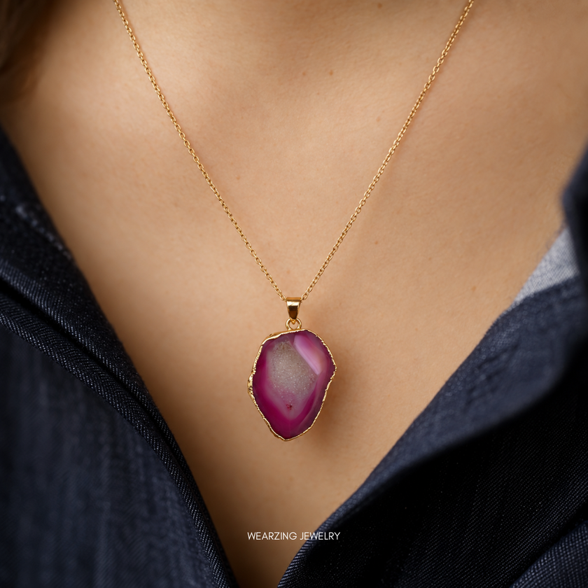 pink Druzy Daz Pendants WearZing - Crystal Jewelry Store in India