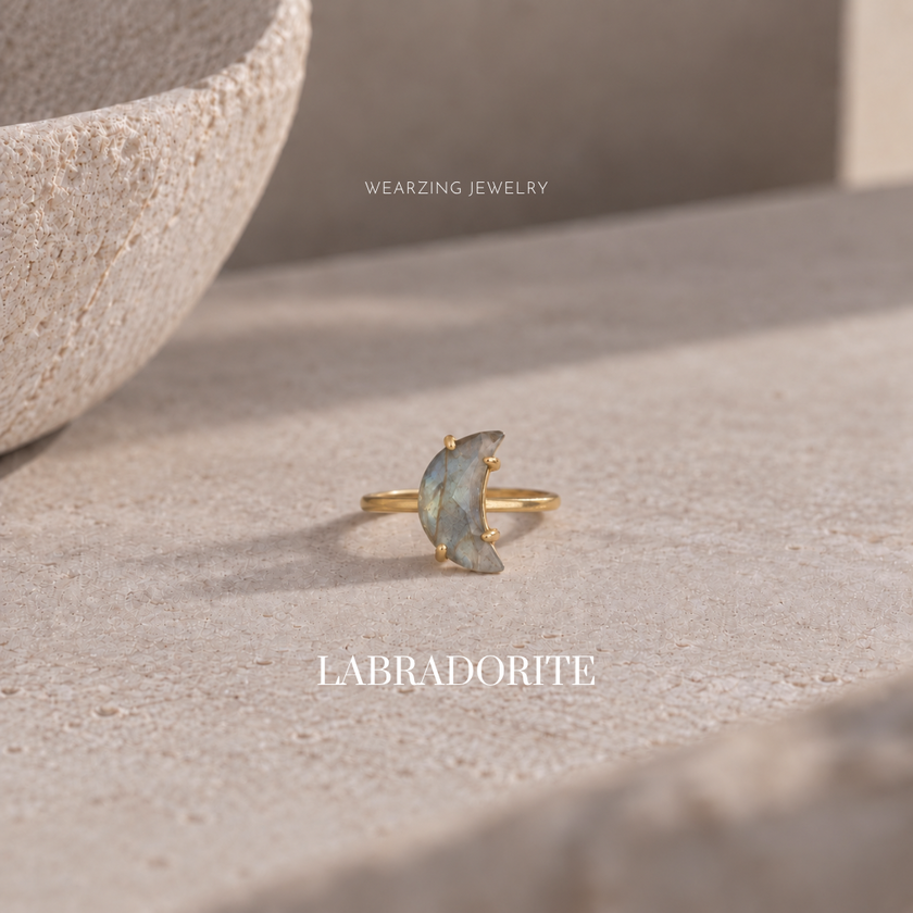 Labradorite moon ring WearZing - Crystal Jewelry Store in India