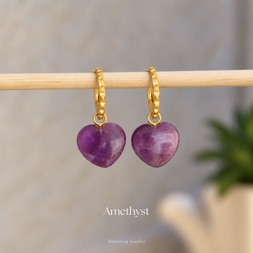 Amethyst Amore Hoops WearZing - Crystal Jewelry Store in India