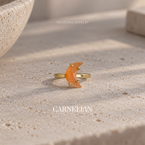 Carnelian moon ring WearZing - Crystal Jewelry Store in India