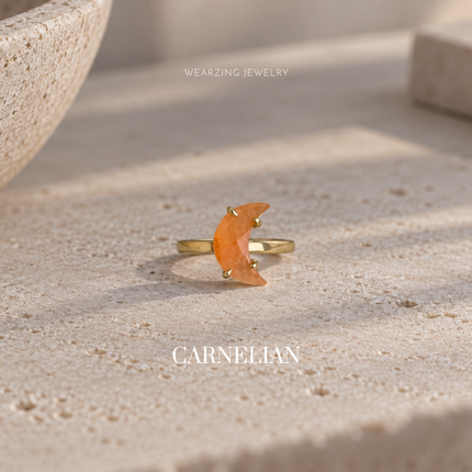 Carnelian moon ring WearZing - Crystal Jewelry Store in India