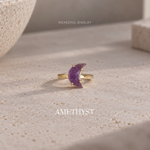 Amethyst moon ring WearZing - Crystal Jewelry Store in India