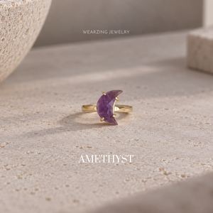 Amethyst moon ring WearZing - Crystal Jewelry Store in India
