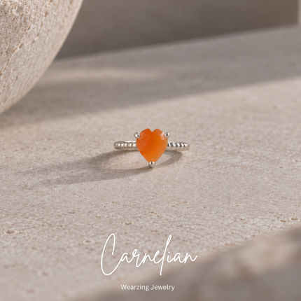 Carnelian Amore Heart Ring WearZing - Crystal Jewelry Store in India
