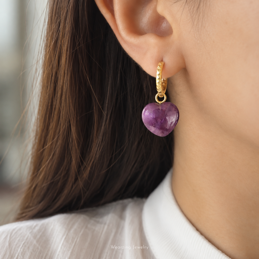 Amethyst Amore Hoops WearZing - Crystal Jewelry Store in India