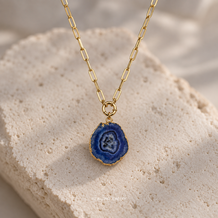 blue Statement Solar Pendant WearZing - Crystal Jewelry Store in India