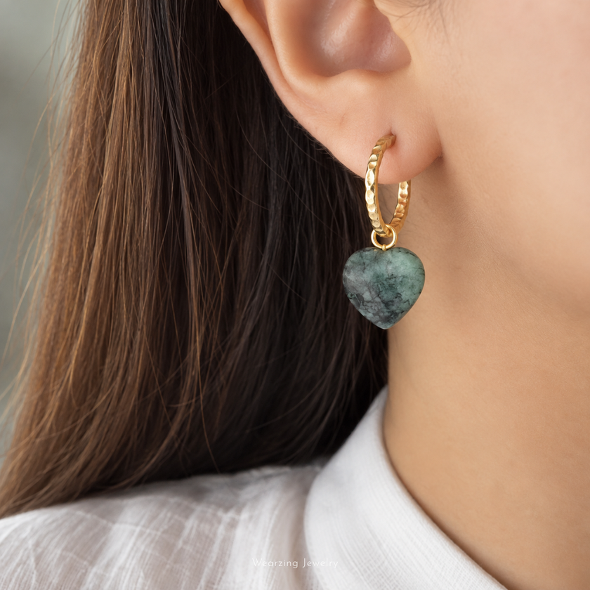 Natural emerald  Amore Hoops WearZing - Crystal Jewelry Store in India