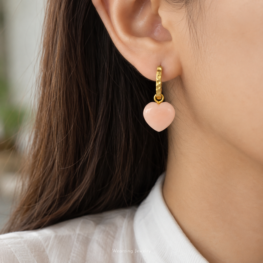 Rose Quartz Amore Hoops WearZing - Crystal Jewelry Store in India