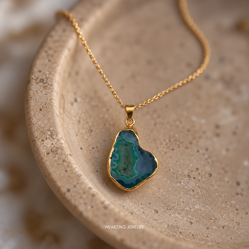 dark green Druzy Daz Pendants WearZing - Crystal Jewelry Store in India