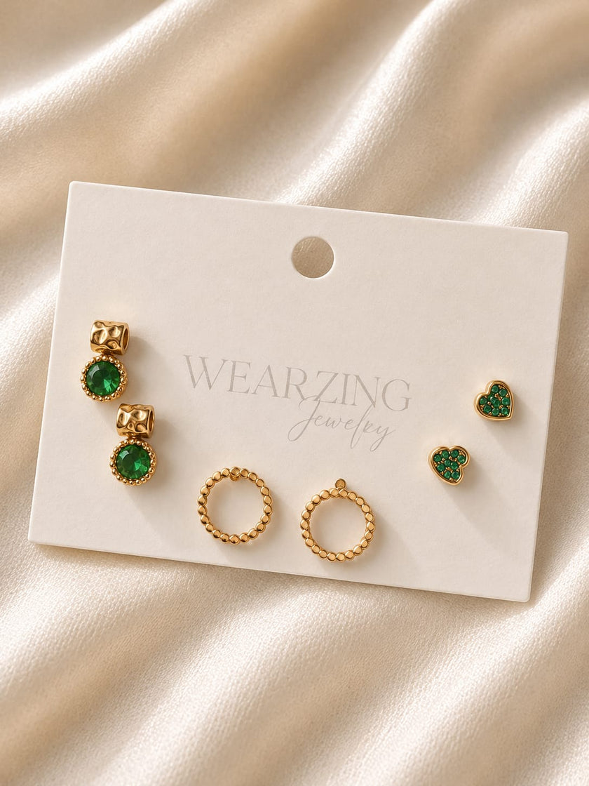 Minimal Stud Set of 3 WearZing - Crystal Jewelry Store in India