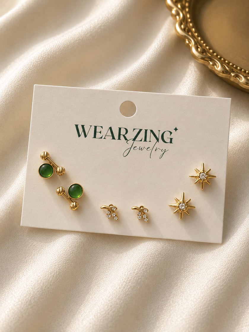 Minimal Stud Set of 3 WearZing - Crystal Jewelry Store in India