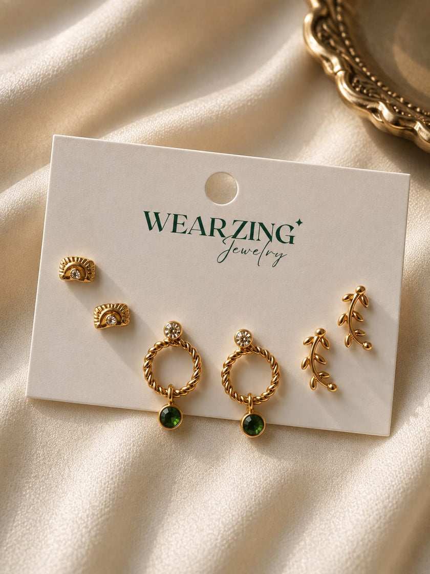 Minimal Stud Set of 3 WearZing - Crystal Jewelry Store in India