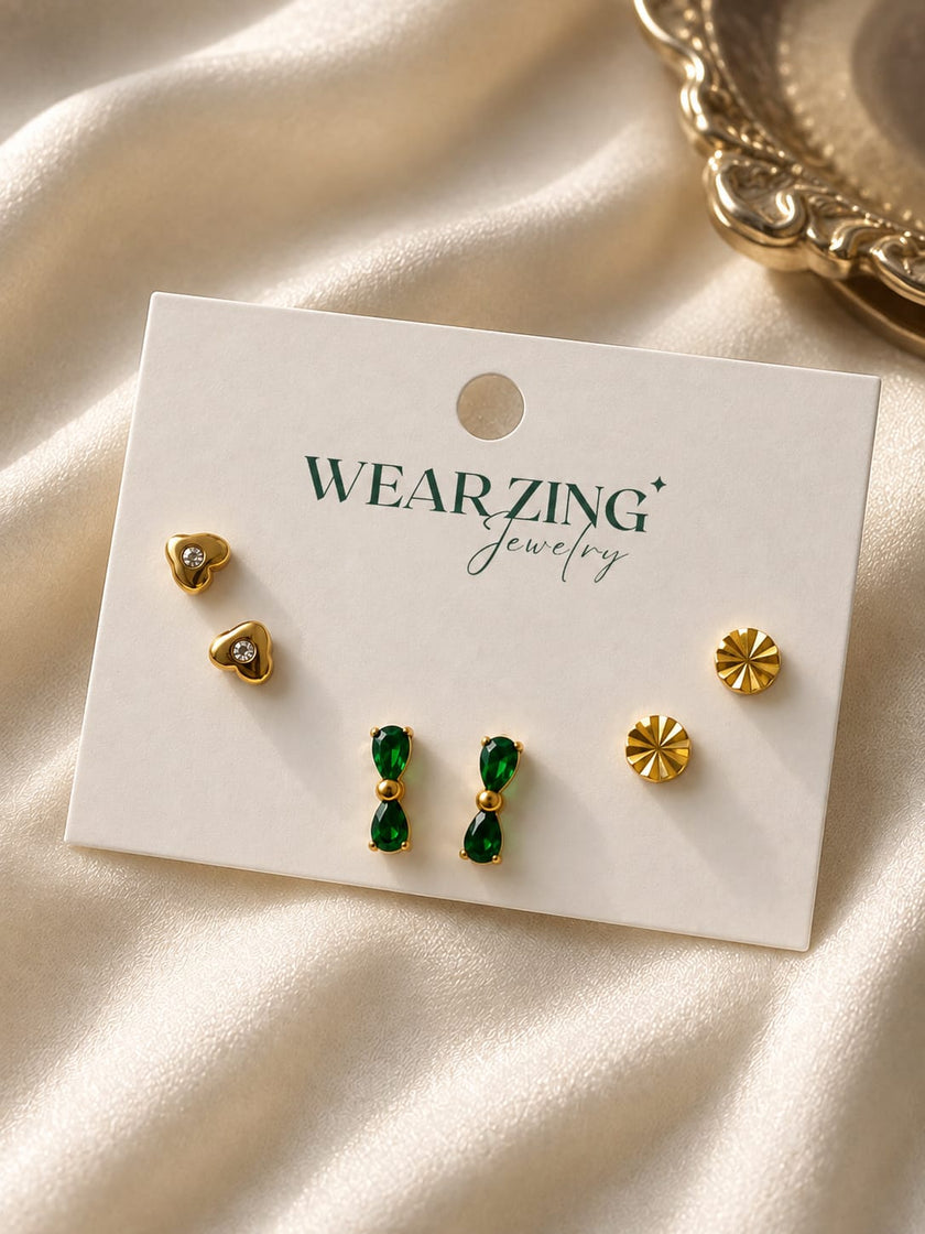 Minimal Stud Set of 3 WearZing - Crystal Jewelry Store in India