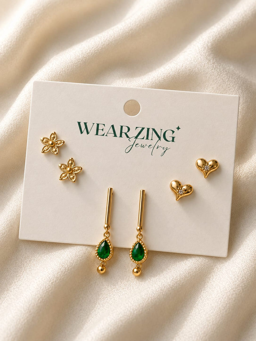 Minimal Stud Set of 3 WearZing - Crystal Jewelry Store in India